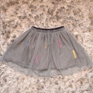 Elegant Gray Tulle Skirt with Colorful Accents